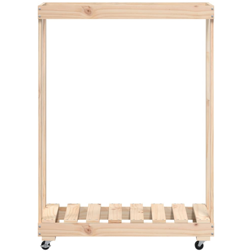 vidaXL Solid Pine Wood Log Holder with Wheels 76.5 x 40 x 108cm Image 3