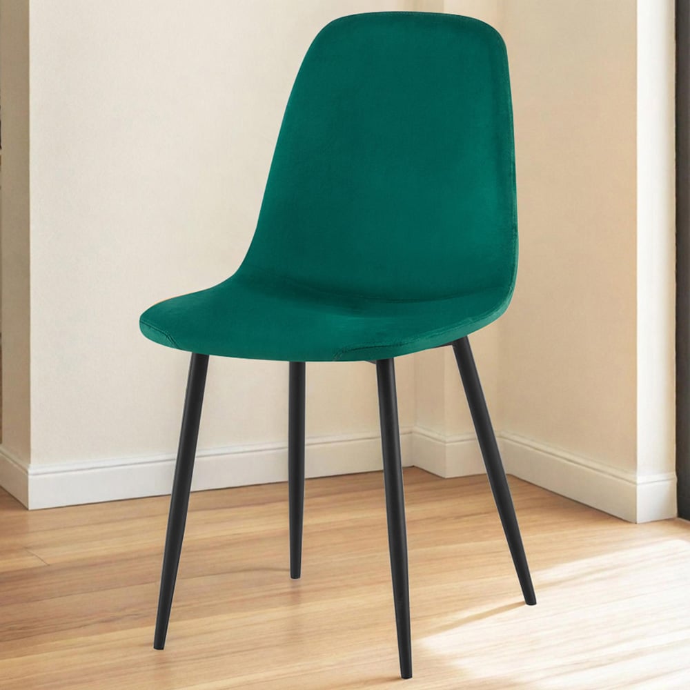 DS Living Luxe Set of 2 Verdant Green Dining Chairs with Black Powder Legs Image 1