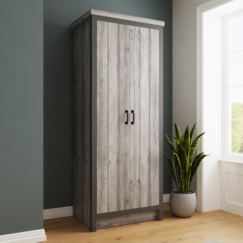 GFW Boston 2 Door Grey Wardrobe Image 1