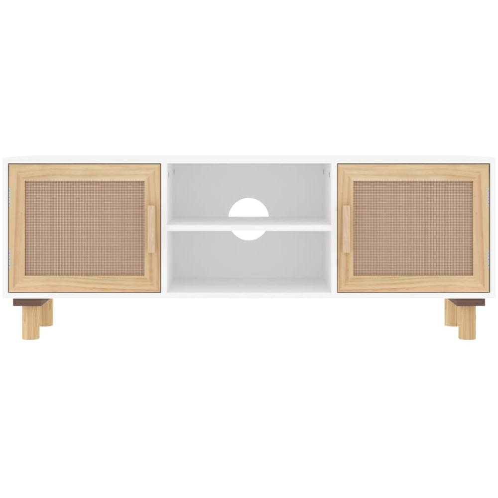 vidaXL 2 Door 2 Shelf White and Natural Rattan TV Cabinet Image 4