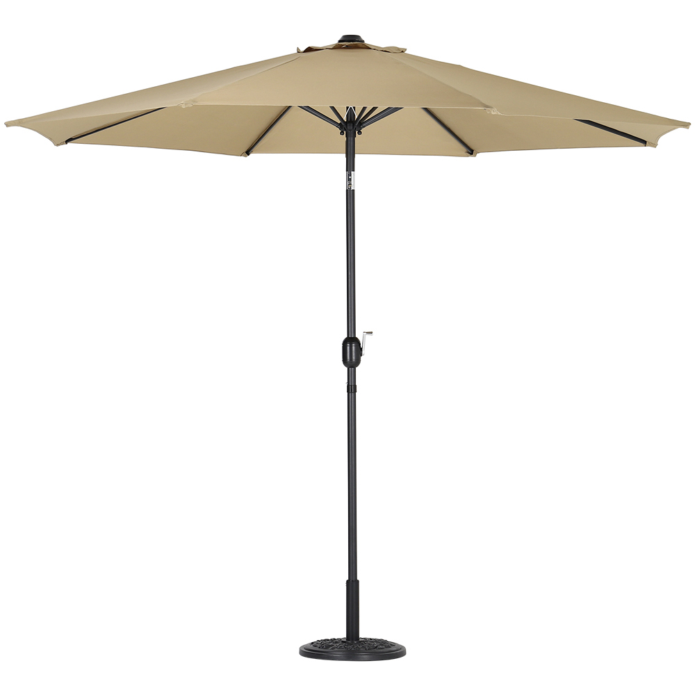 Living and Home Beige Round Crank Tilt Parasol with Floral Round Base 3m Image 4