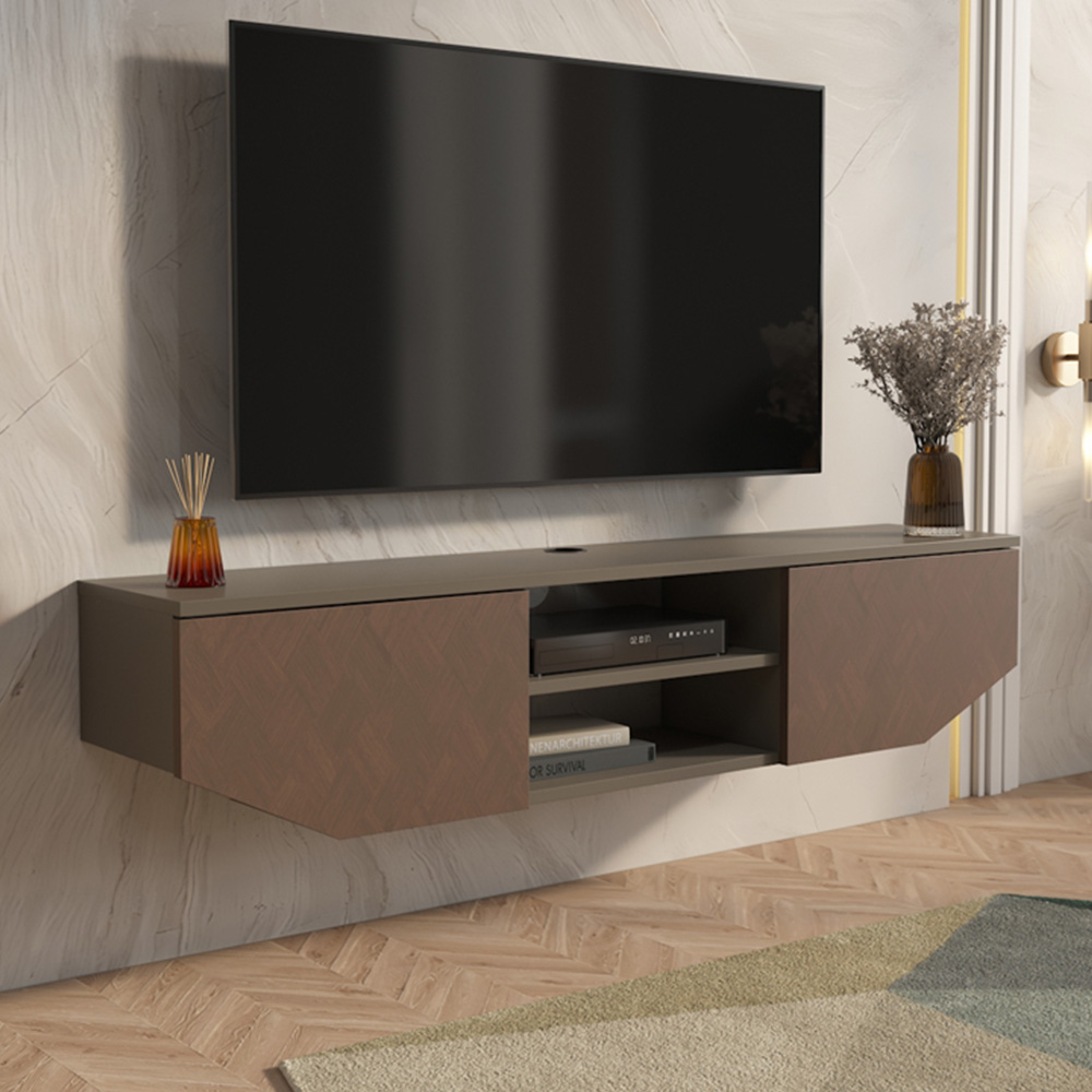 Decorotika Hera 2 Door 2 Shelf Galaxy Vintage Wall Mounted TV Unit Image 1
