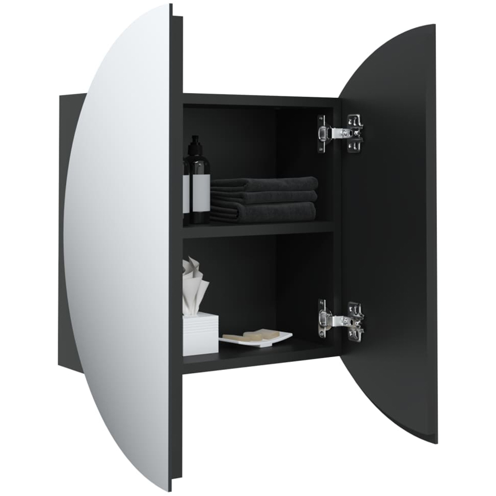 vidaXL 2 Door Round Mirror Black Bathroom Cabinet Image 3