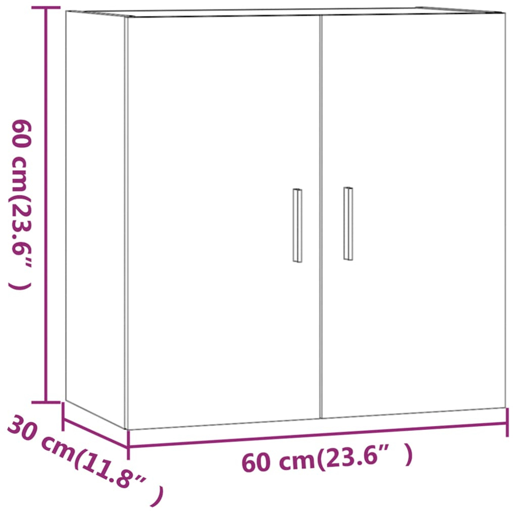vidaXL 2 Door Concrete Grey Wall Cabinet with Gold Handle Image 7