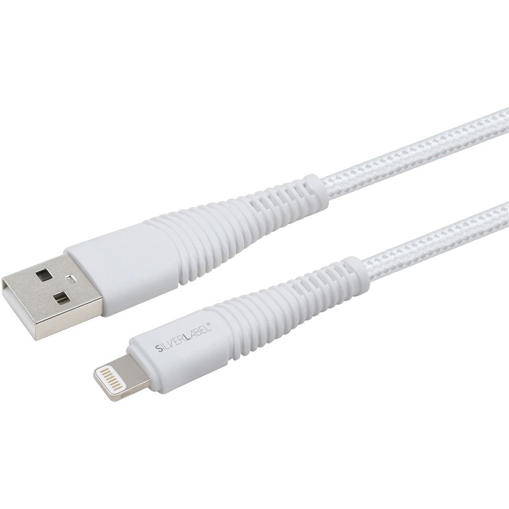 SilverLabel White USB-A to Lightning Braided Cable 2m Image 2