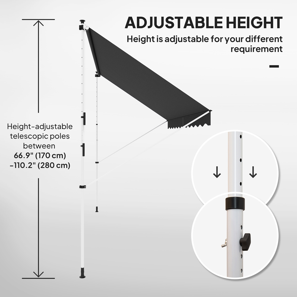 Outsunny 3 x 1.5m Black Retractable Awning Image 7