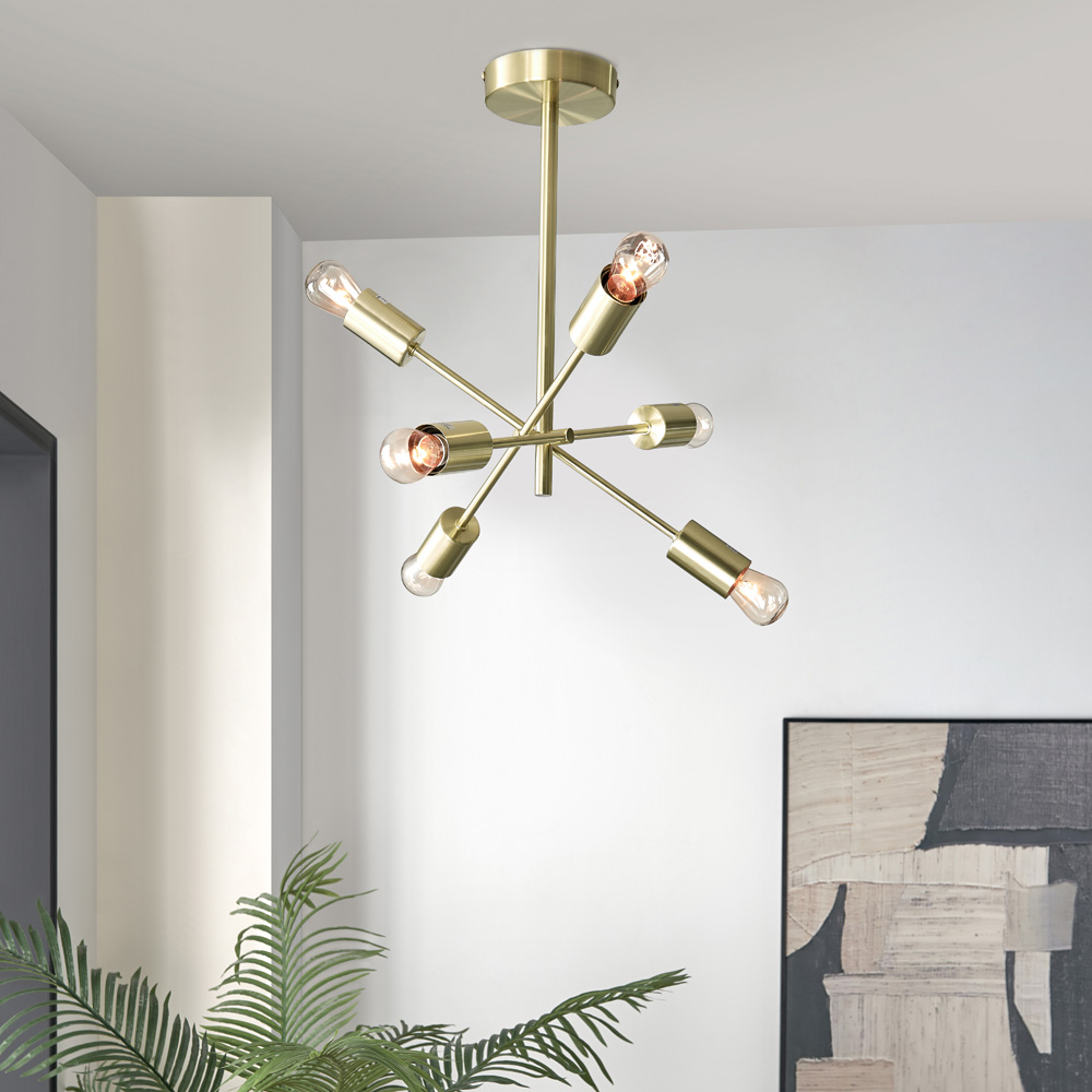Furniturebox Laela Modern Sputnik Chandelier Brass Ceiling Light Image 6