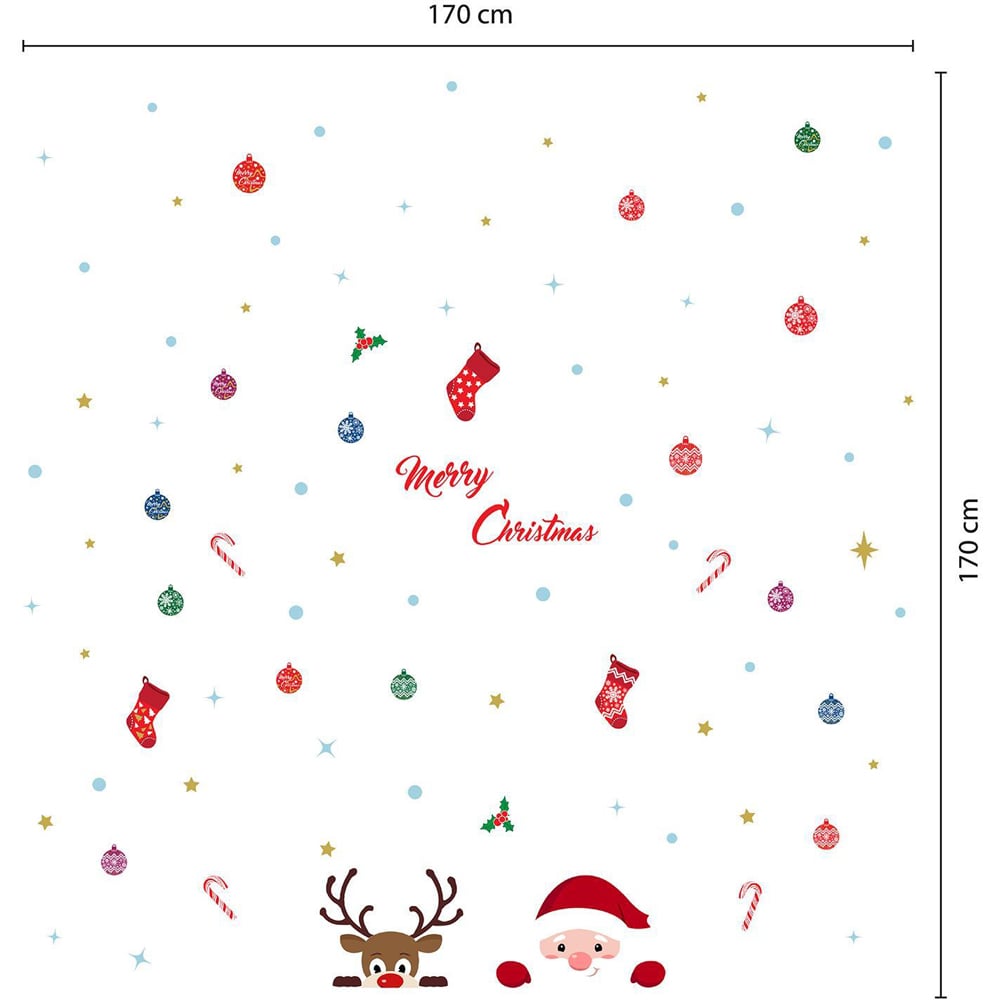 Walplus Merry Christmas with Rudolph and Santa Self Adhesive Wall Sticker 86 Piece Image 5