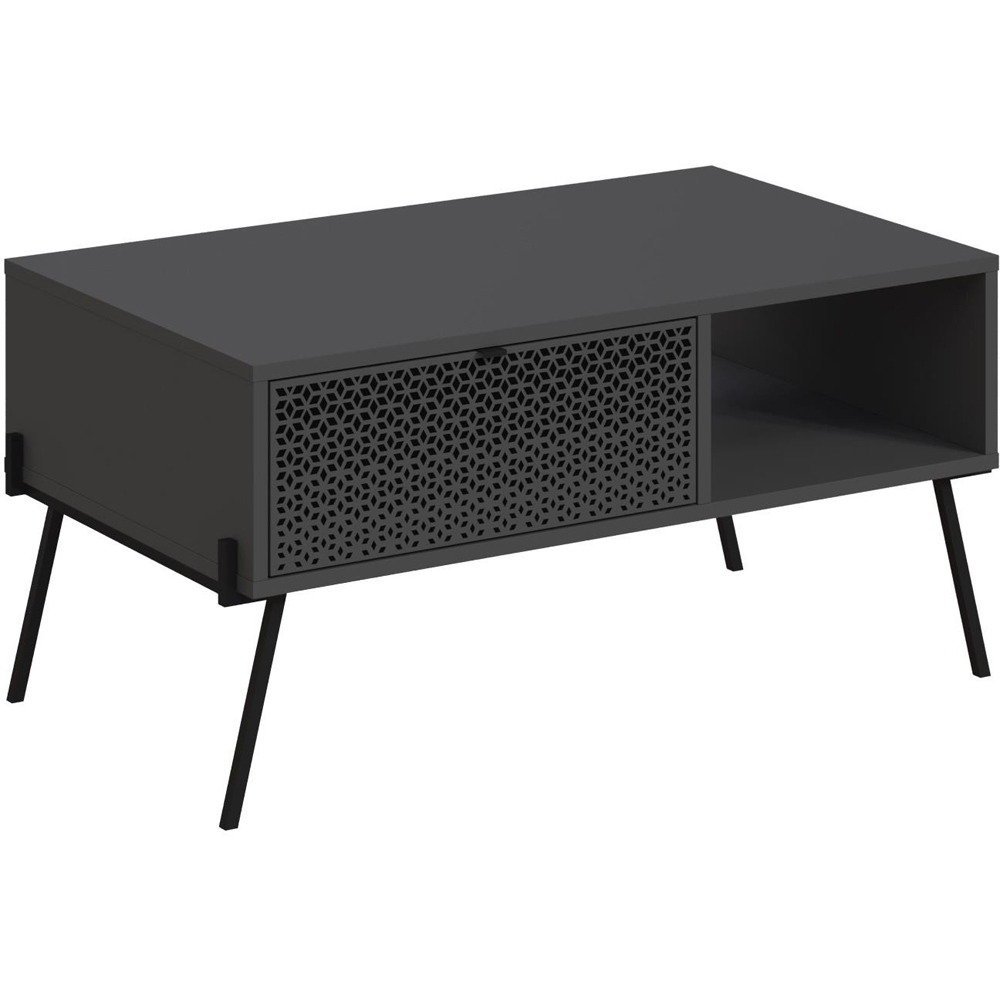 Decortie Naive Single Drawer Single Shelf Anthracite Coffee Table Image 2