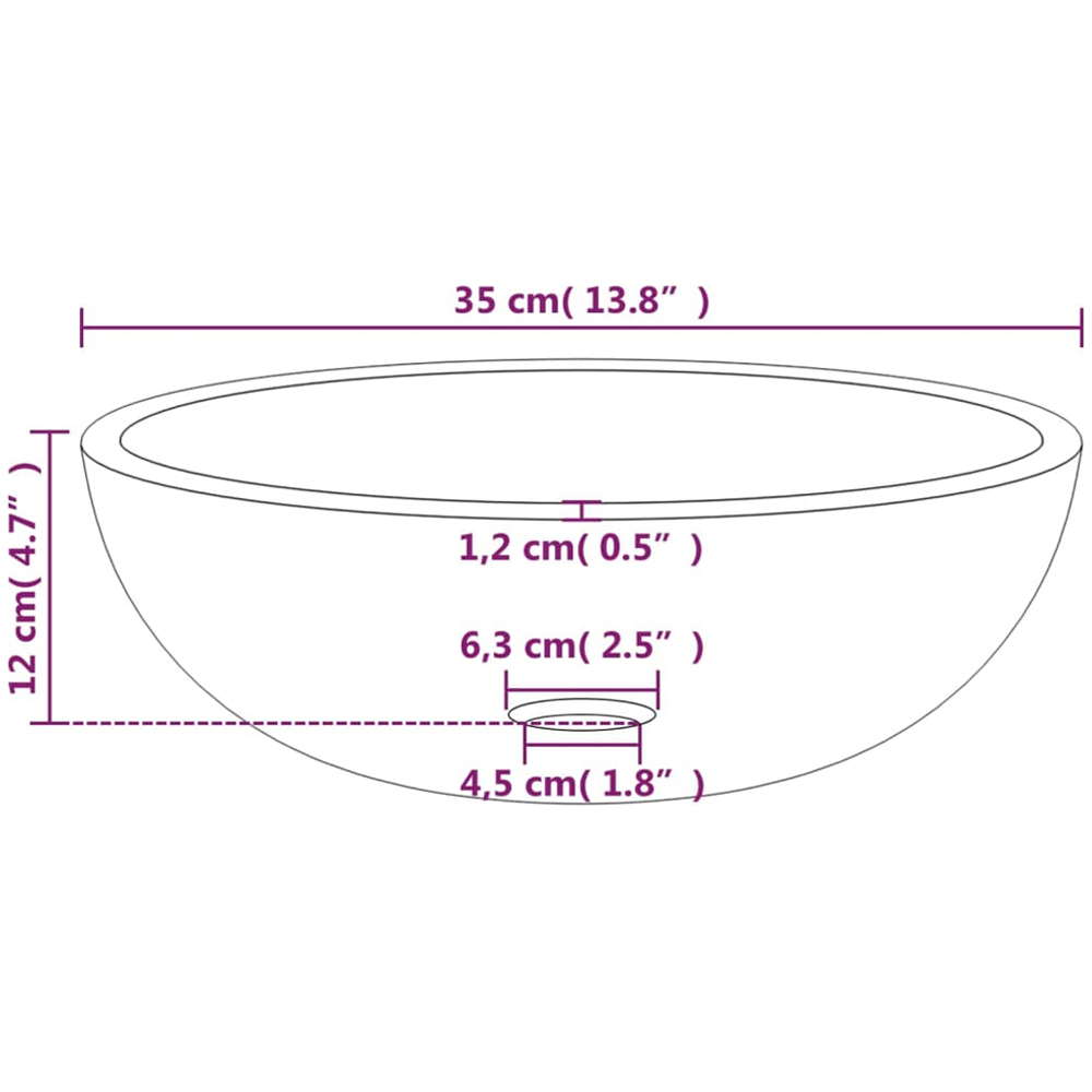 vidaXL Transparent Tempered Glass Round Wash Basin 120 x 350mm Image 4
