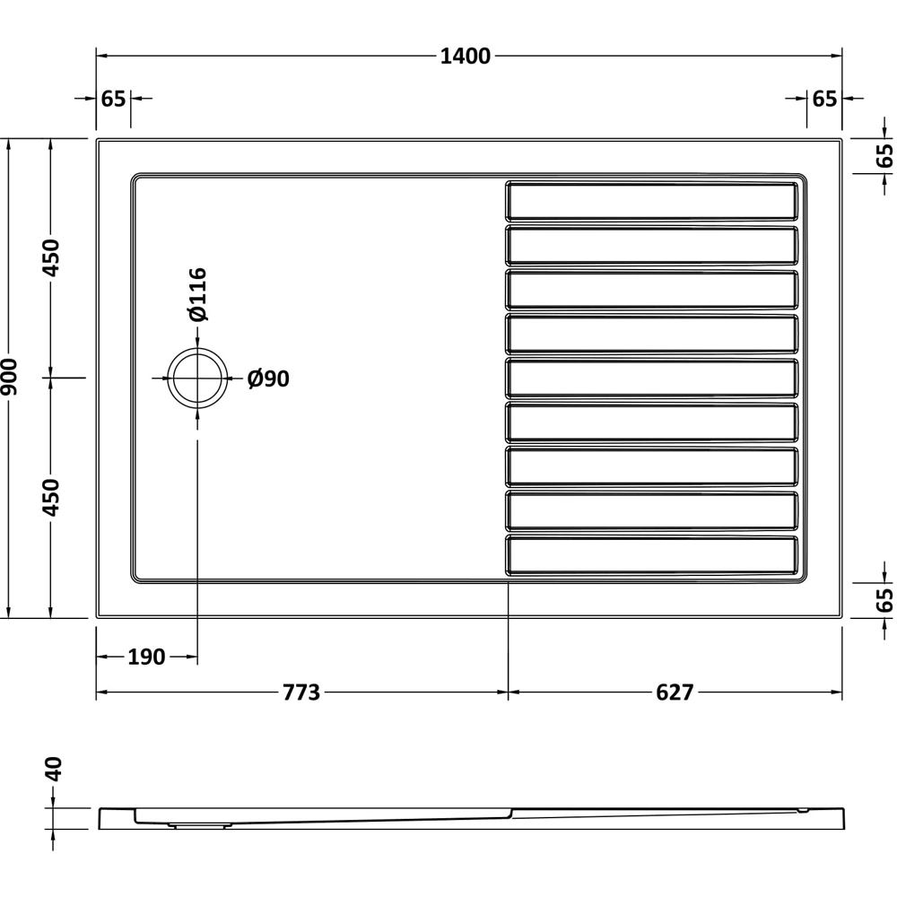 nuie Rectangular Walk In Shower Tray 900 x 1400mm Image 2