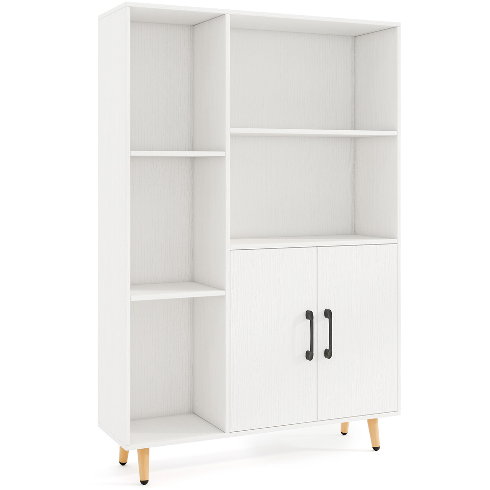Costway 5 Compartment 2 Door White Bookcase Image 2