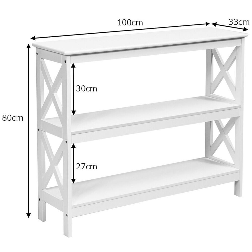 Costway 2 Shelf White Industrial Console Table Image 9