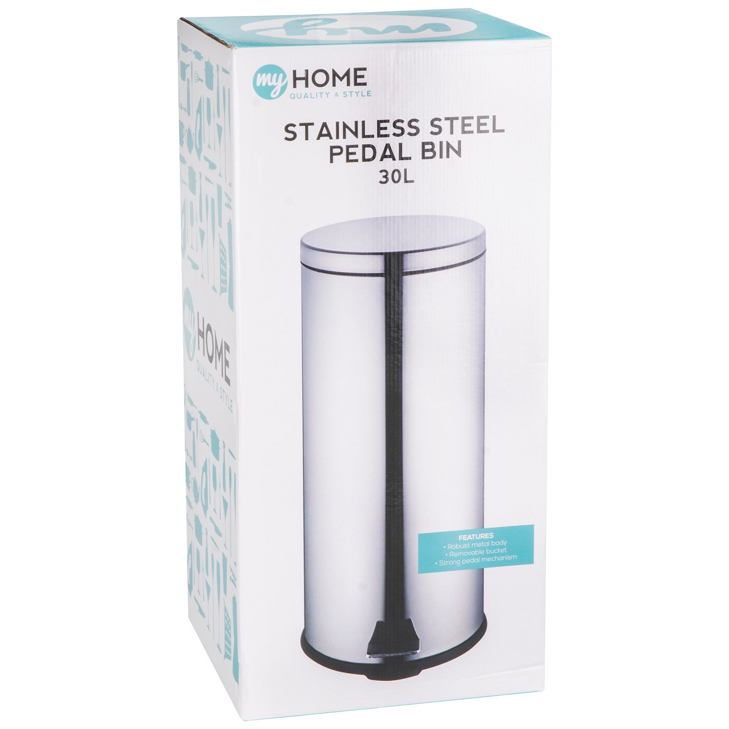 My Home Stainless Steel Pedal Bin 30L Image 3