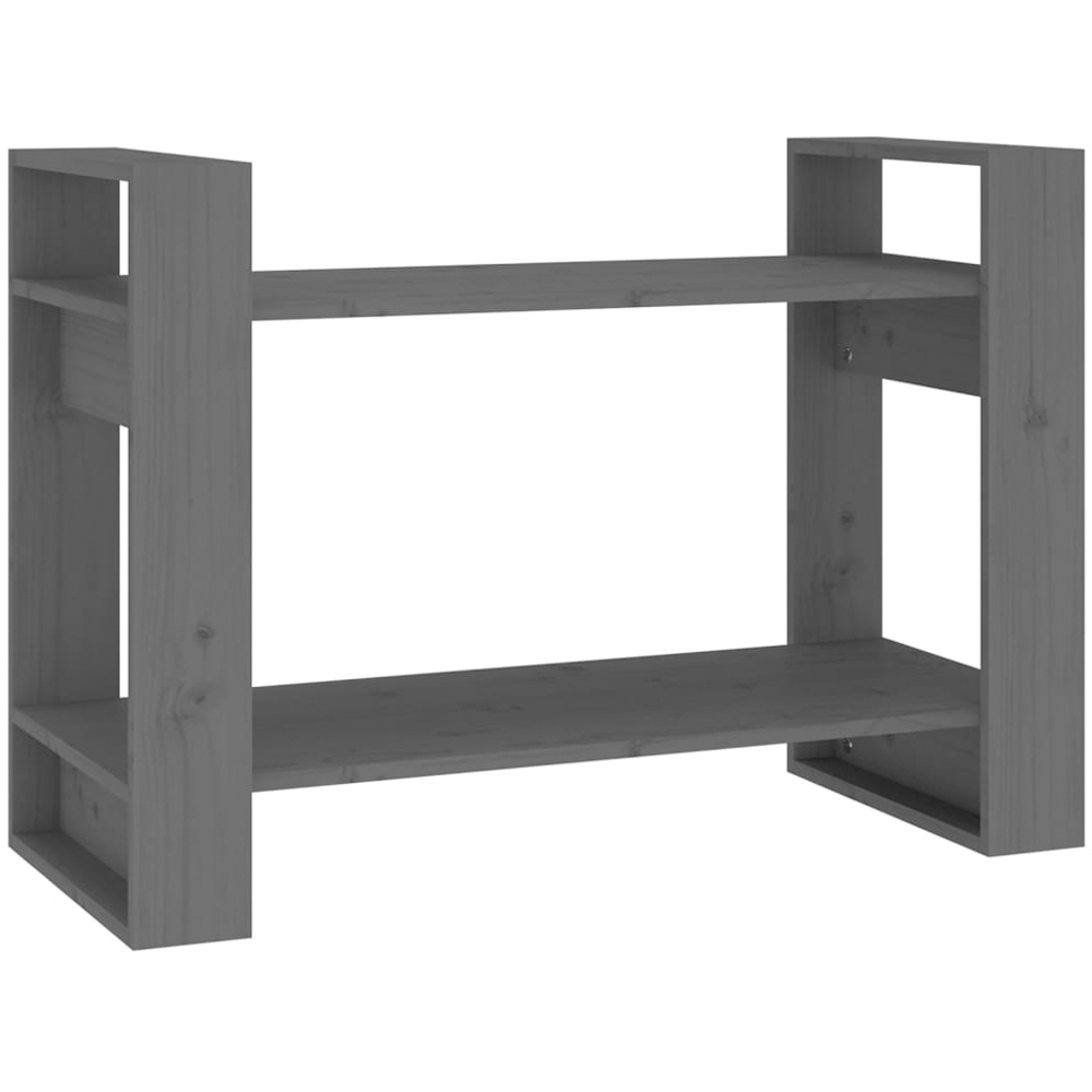 vidaXL 2 Shelf Grey Solid Pine Wood Bookcase Image 2