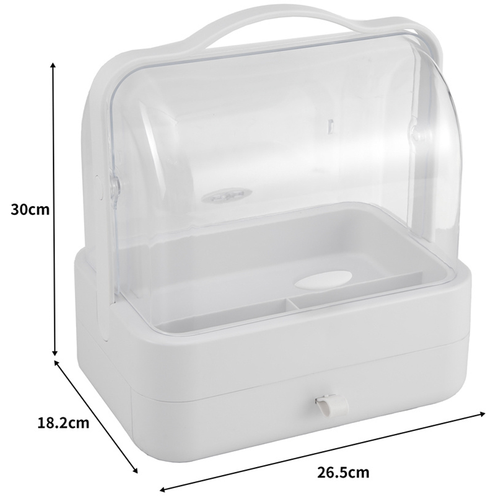 H&O Direct Single Tier White Portable Dustproof Makeup Storage Box Image 5
