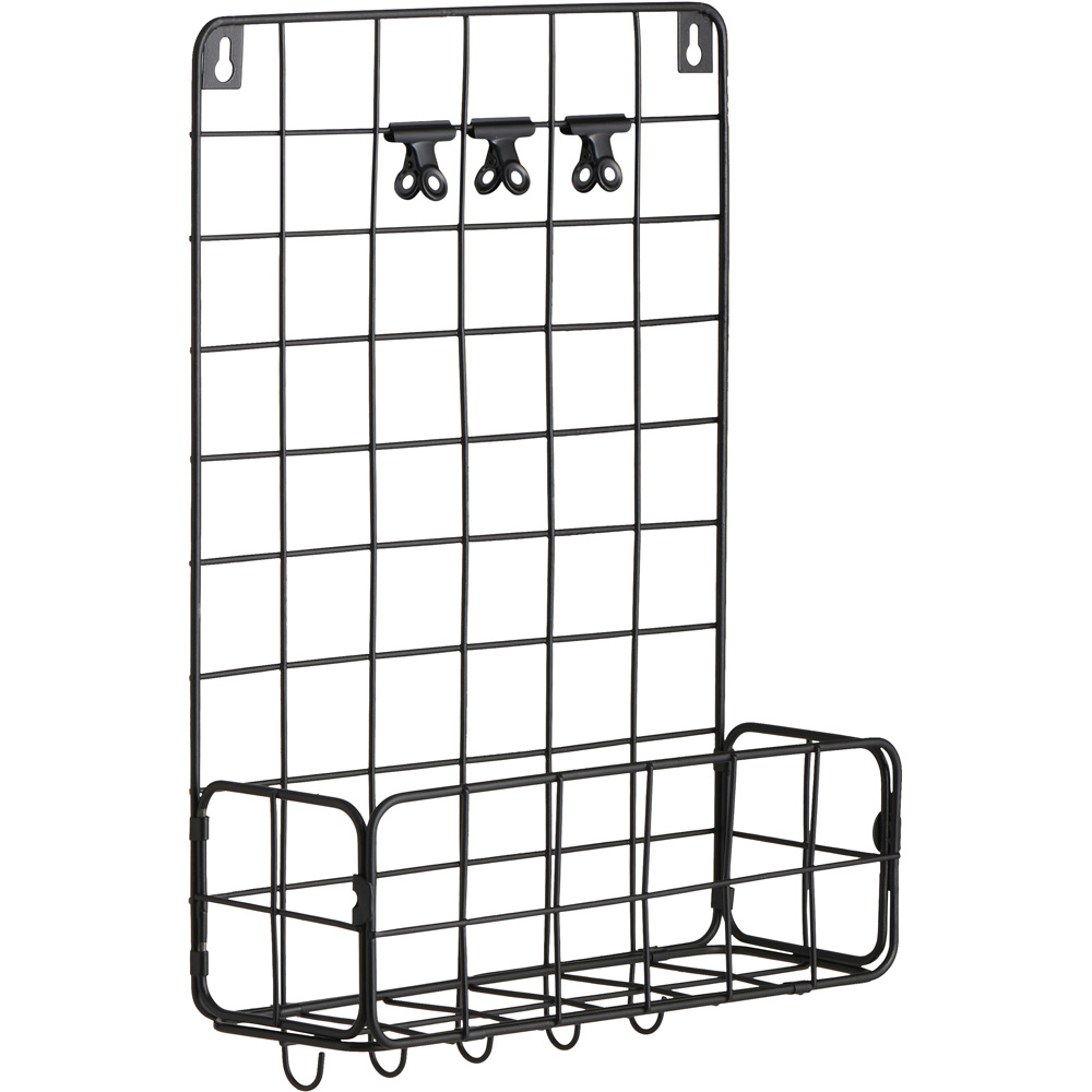 Wilko Black Wire Wall Grid with Basket Image 1