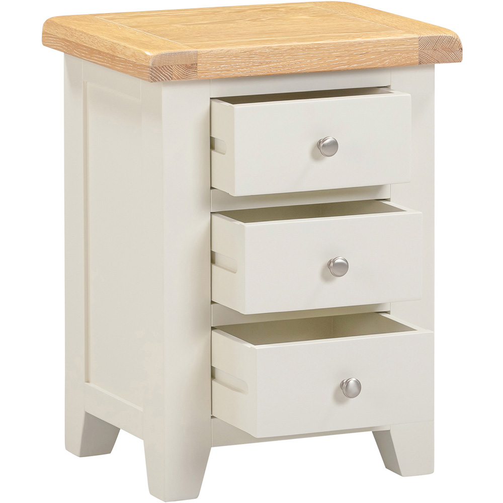Seconique Windsor 3 Drawer Ivory and Oak Bedside Table Image 4