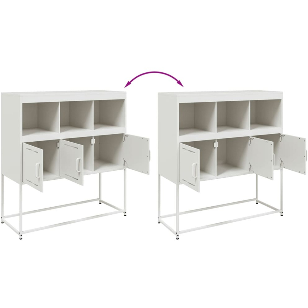 vidaXL 3 Door 3 Shelf White Steel Sideboard Image 8