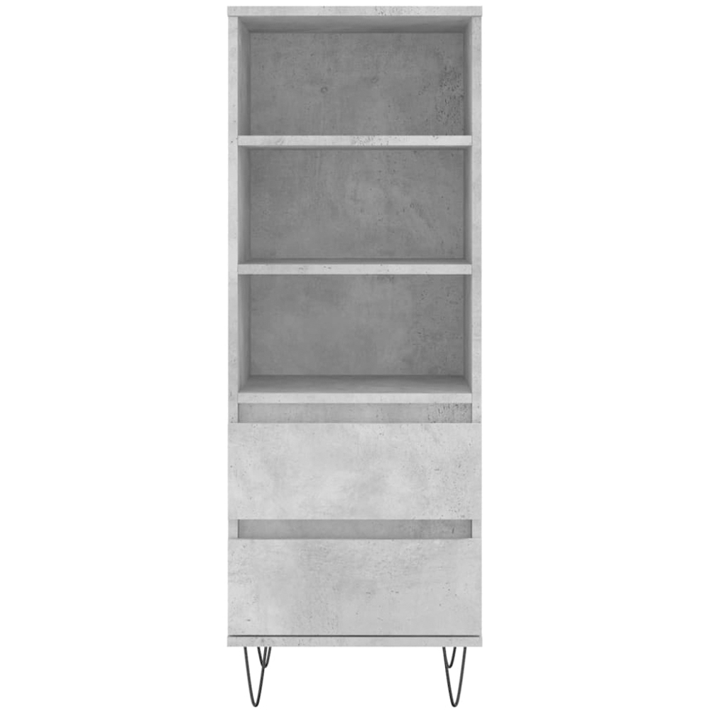 vidaXL 2 Door 3 Open Shelf Concrete Grey Highboard with Black Hairpin Legs Image 5