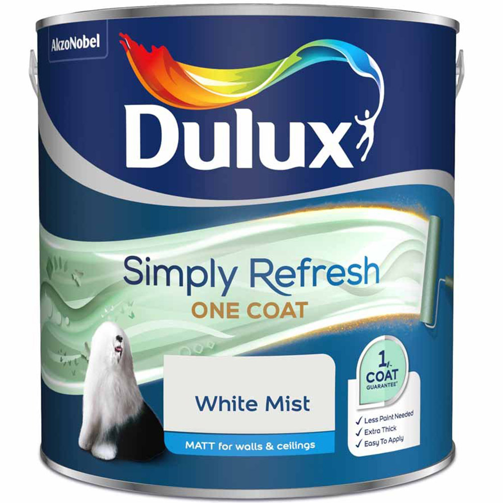 Dulux Simply Refresh Walls and Ceilings White Mist Matt One Coat Emulsion Paint 2.5L Image 2