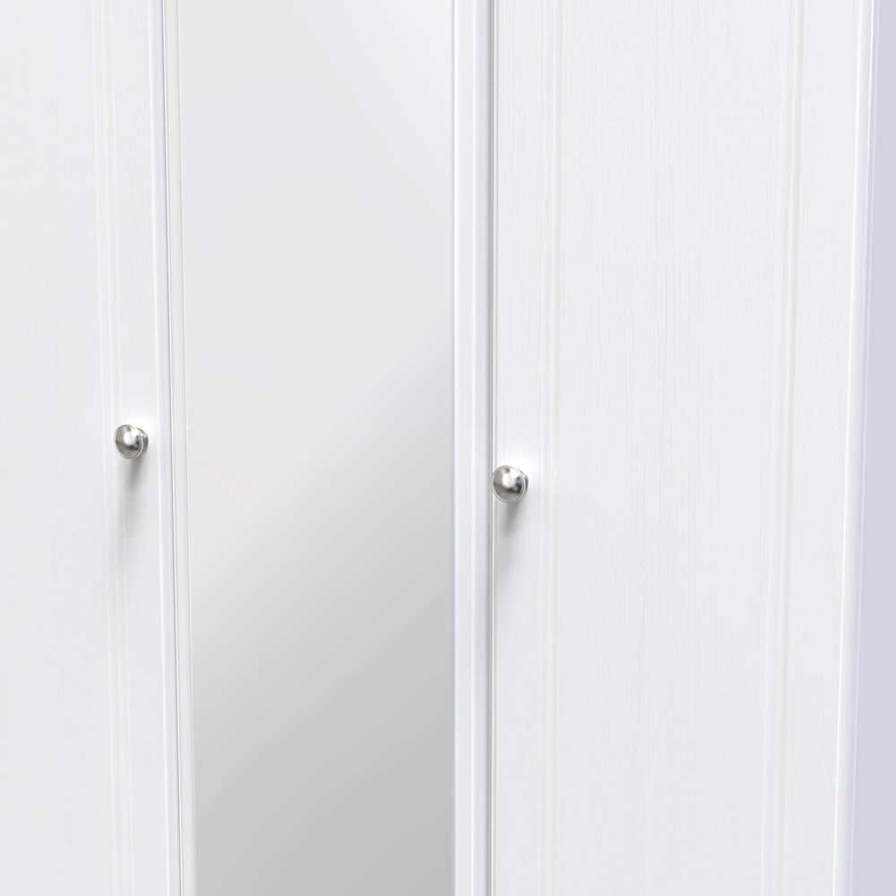 Crowndale Norfolk 3 Door White Ash and Bardolino Oak Mirror Wardrobe Image 5