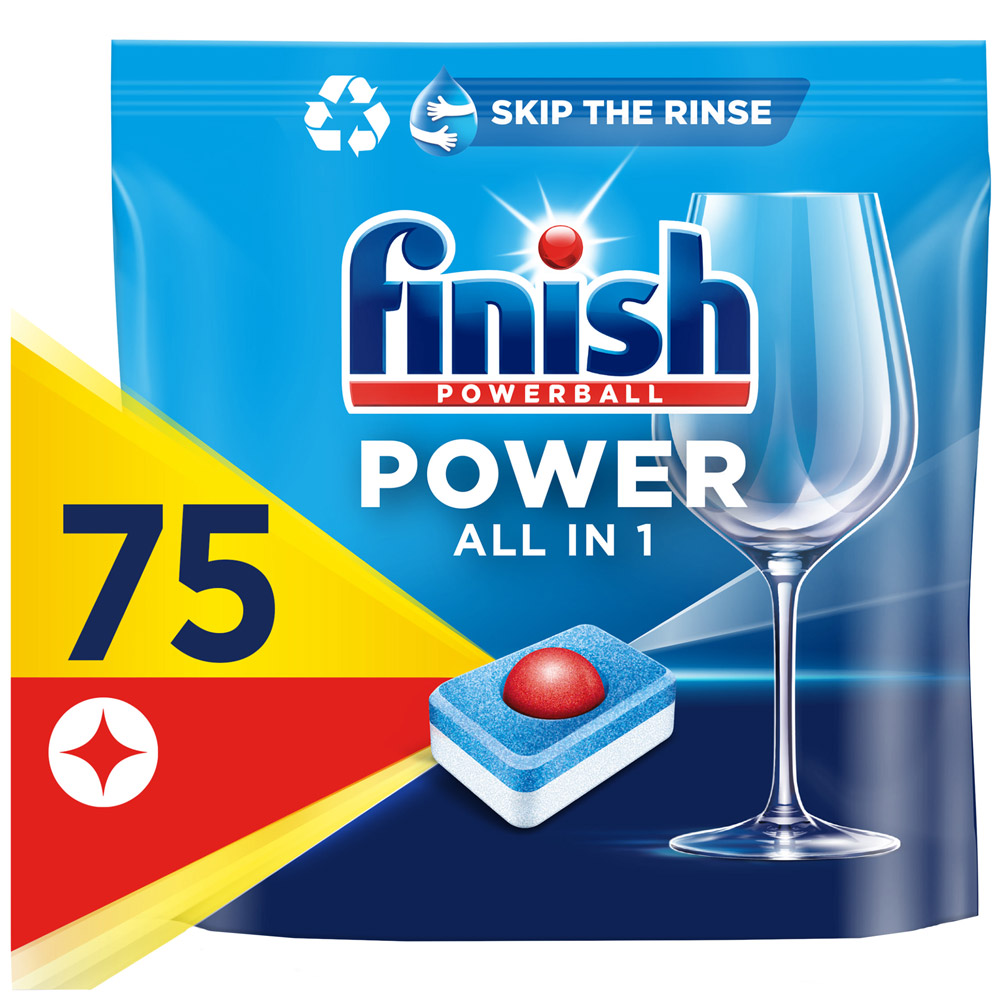 Finish Power All-in-One Lemon Dishwasher Tablets 75 Pack Image 1