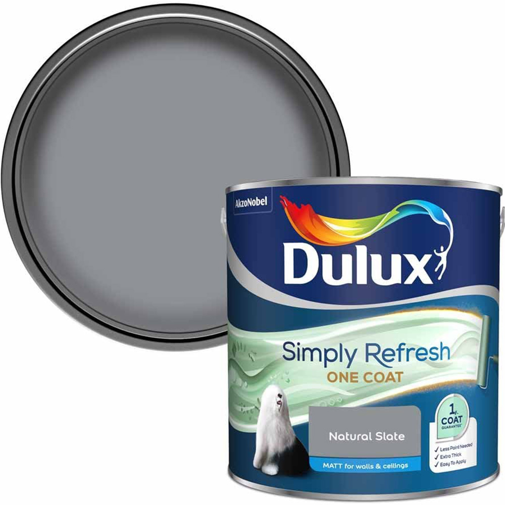 Dulux Simply Refresh One Coat  Natural Slate Matt Emulsion Paint 2.5L Image 1