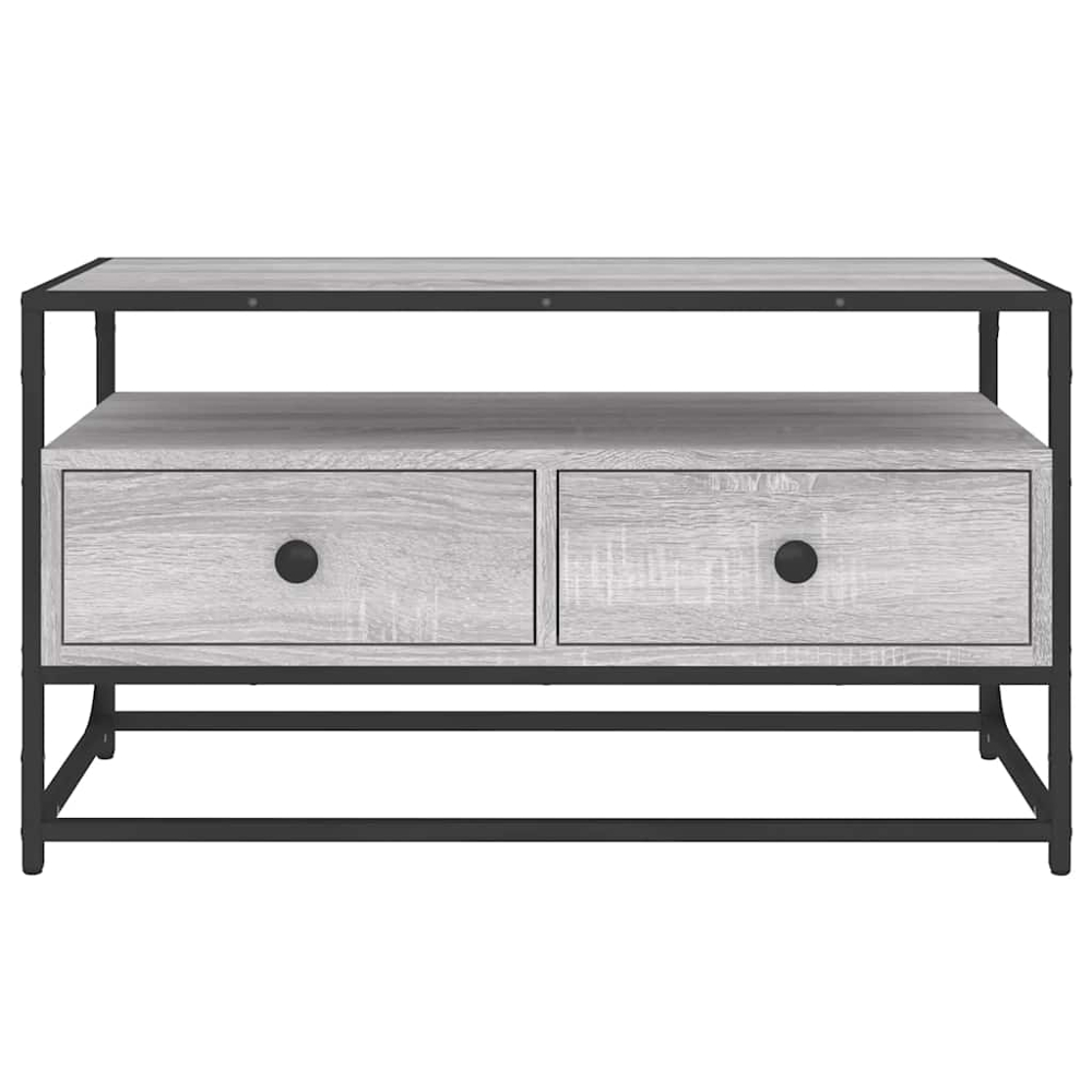 vidaXL 2 Drawer Single Shelf Grey Sonoma TV Cabinet Image 6
