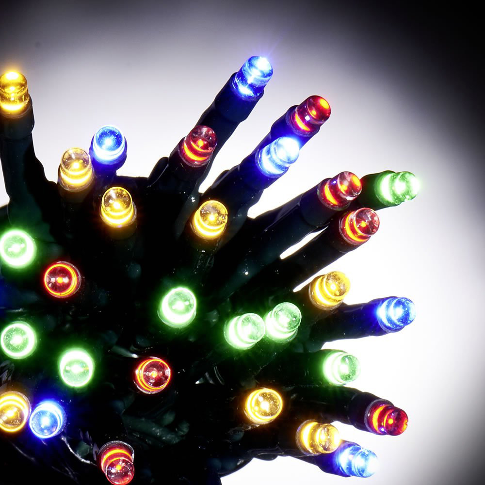 Wilko 200 Multicoloured LED Lights with Green Cable Image 3