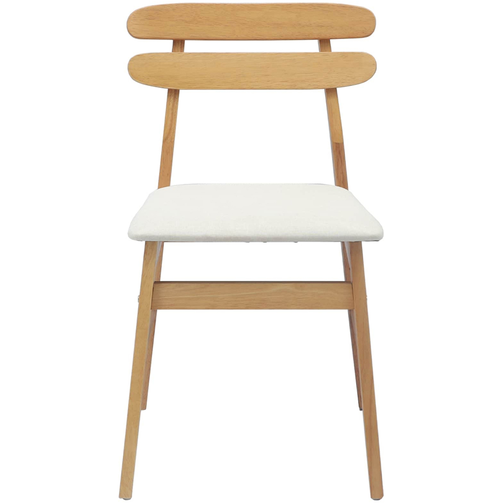 vidaXL Set of 2 Natural Rubberwood Rectilinear Vintage Dining Chairs Image 3