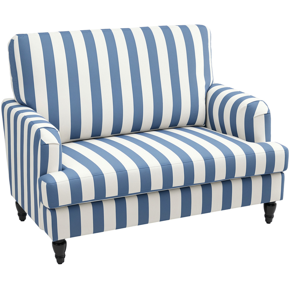 HOMCOM Blue and White Striped Armchair Image 2