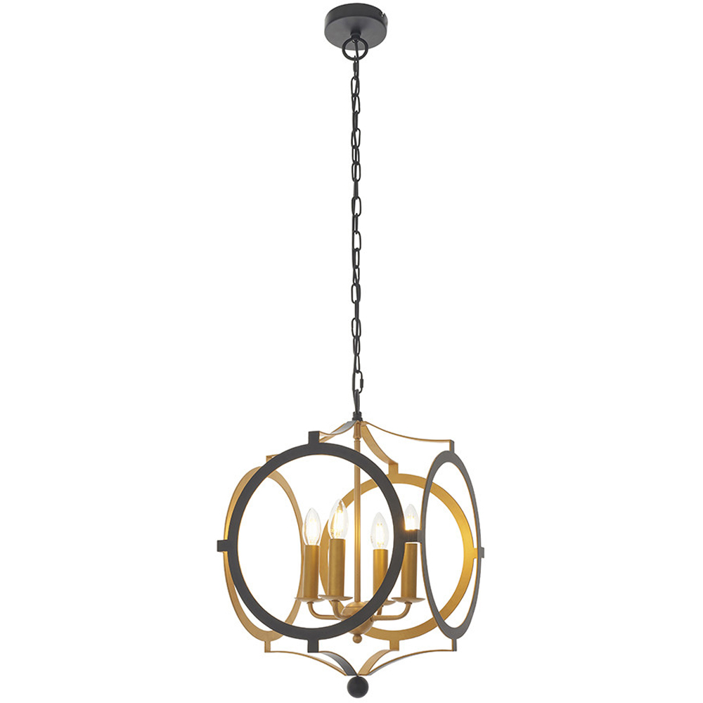 Merano Vicenza Matt Black and Gold 4 Light Pendant Ceiling Light Image 1