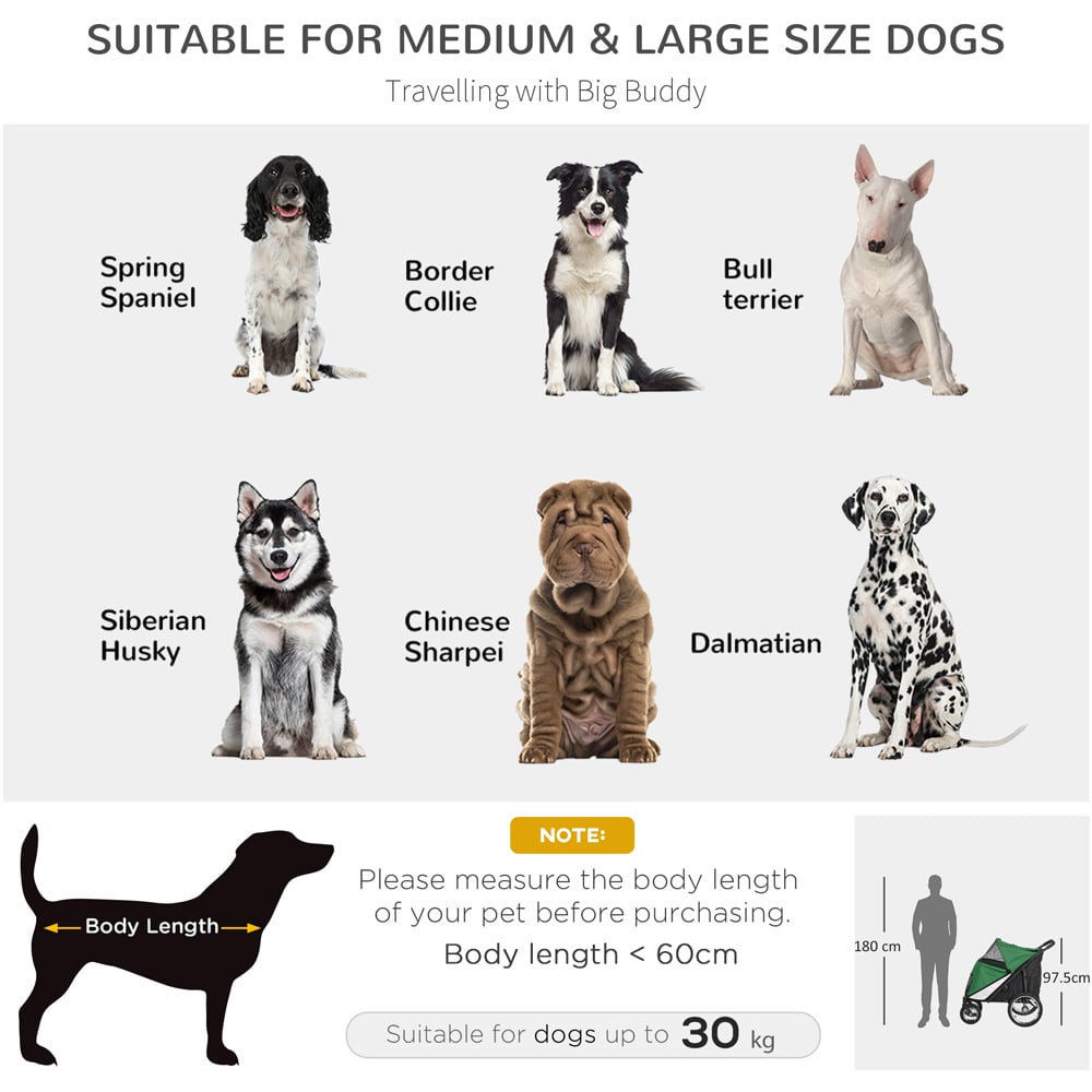 PawHut Green Foldable Pet Stroller with Cushion Image 5
