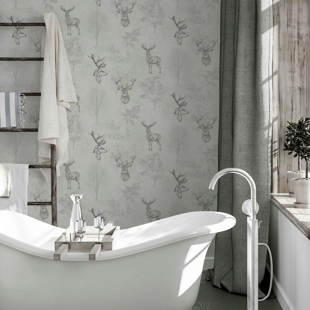 Arthouse Etched Stag Mono Black Wallpaper Image 3