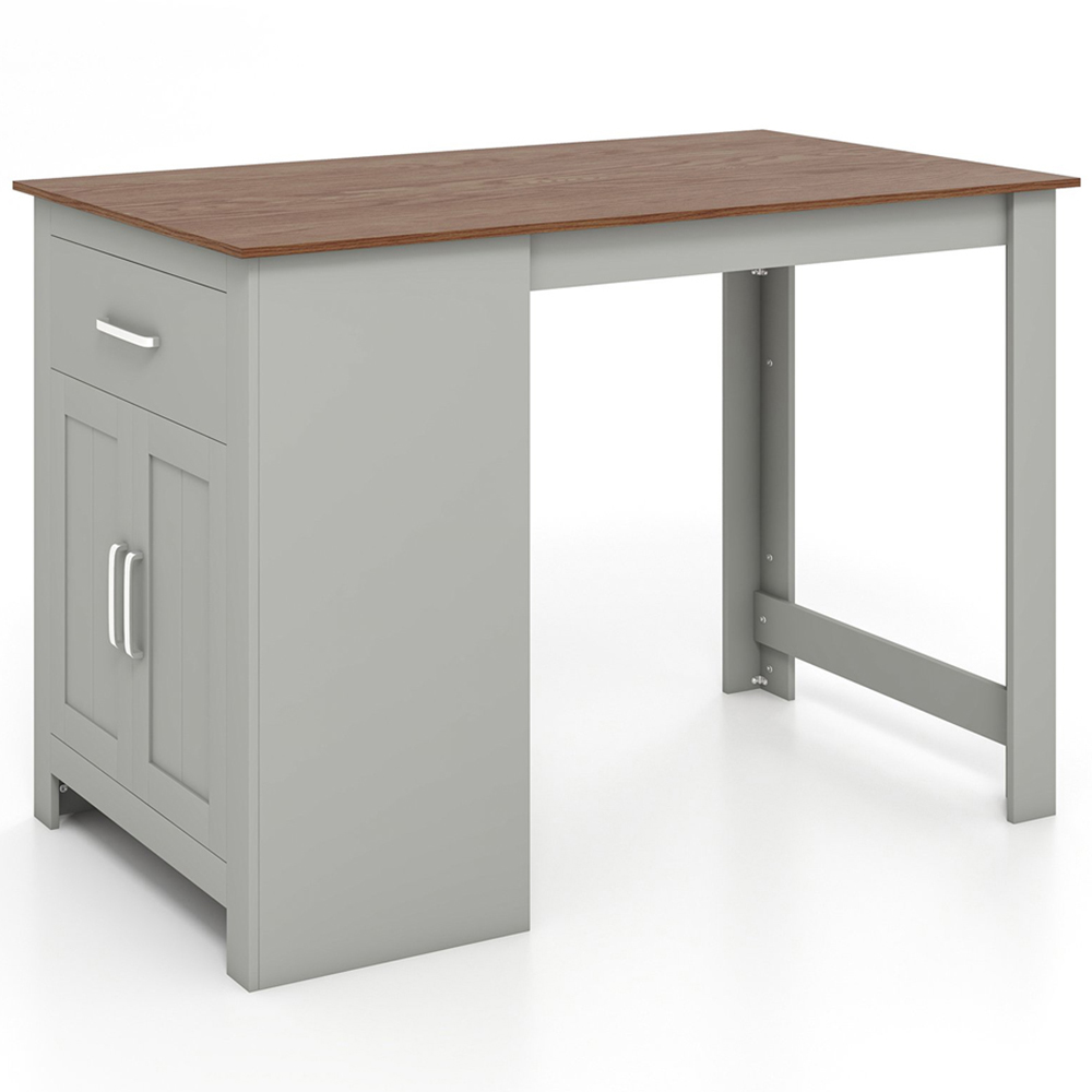Costway 2 Seater Single Drawer Double Door Grey Counter Height Dining Table Image 2
