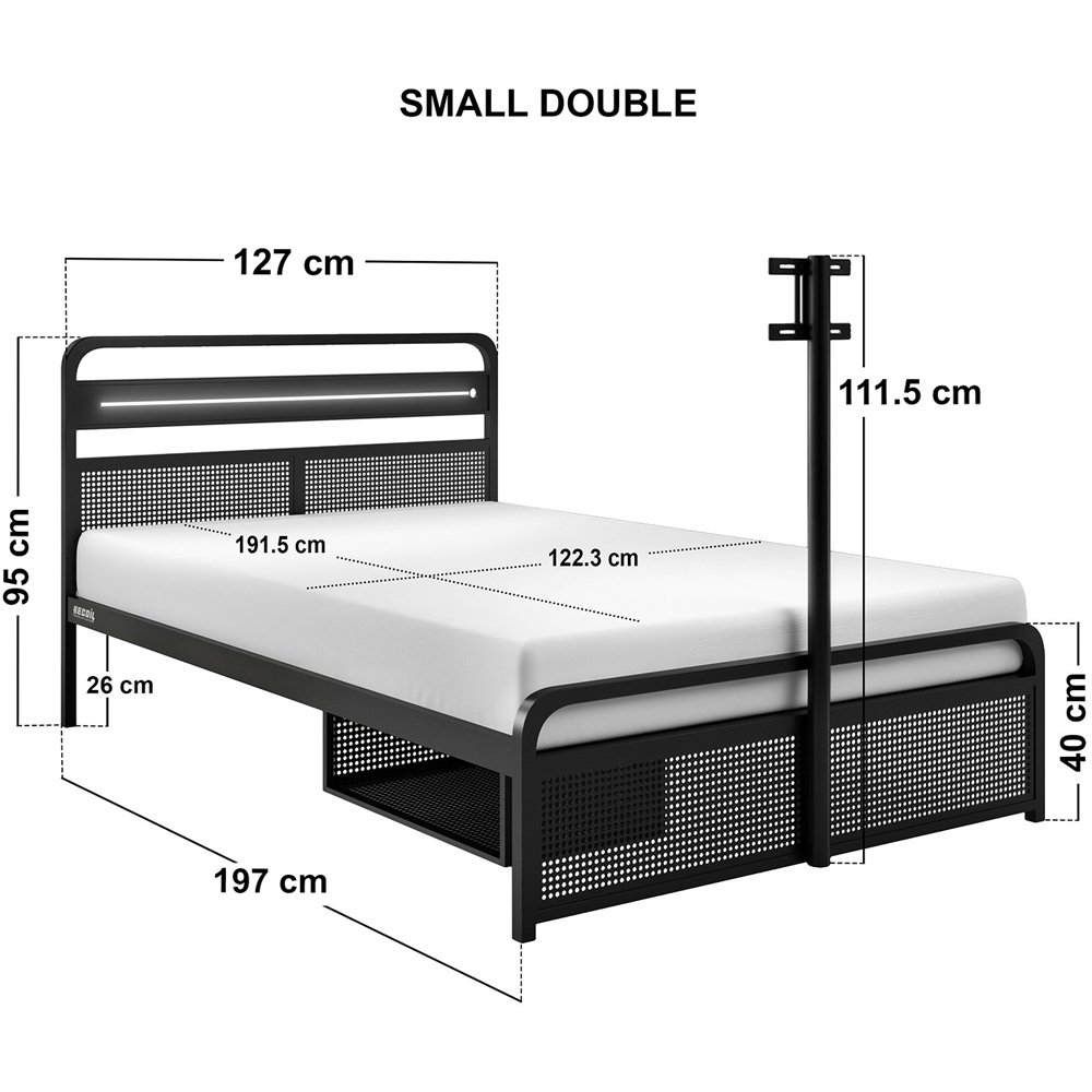 Recoil Panther Small Double Metal TV Bed with Storage Image 7