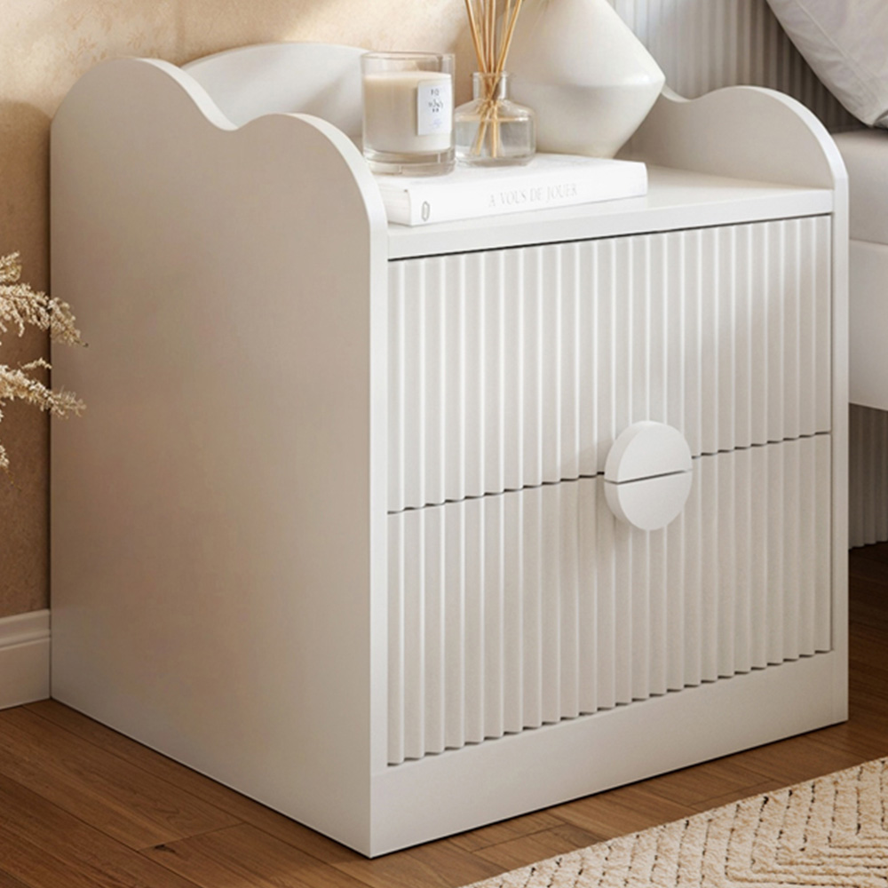 Flair Calista White 2 Drawer Ribbed Nightstand Image 1