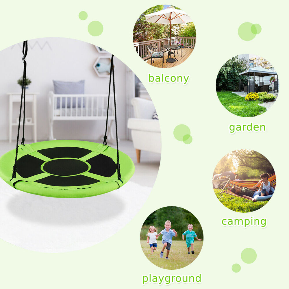 Costway Green Children Flying Saucer Adjustable Tree Swing 100cm Image 6