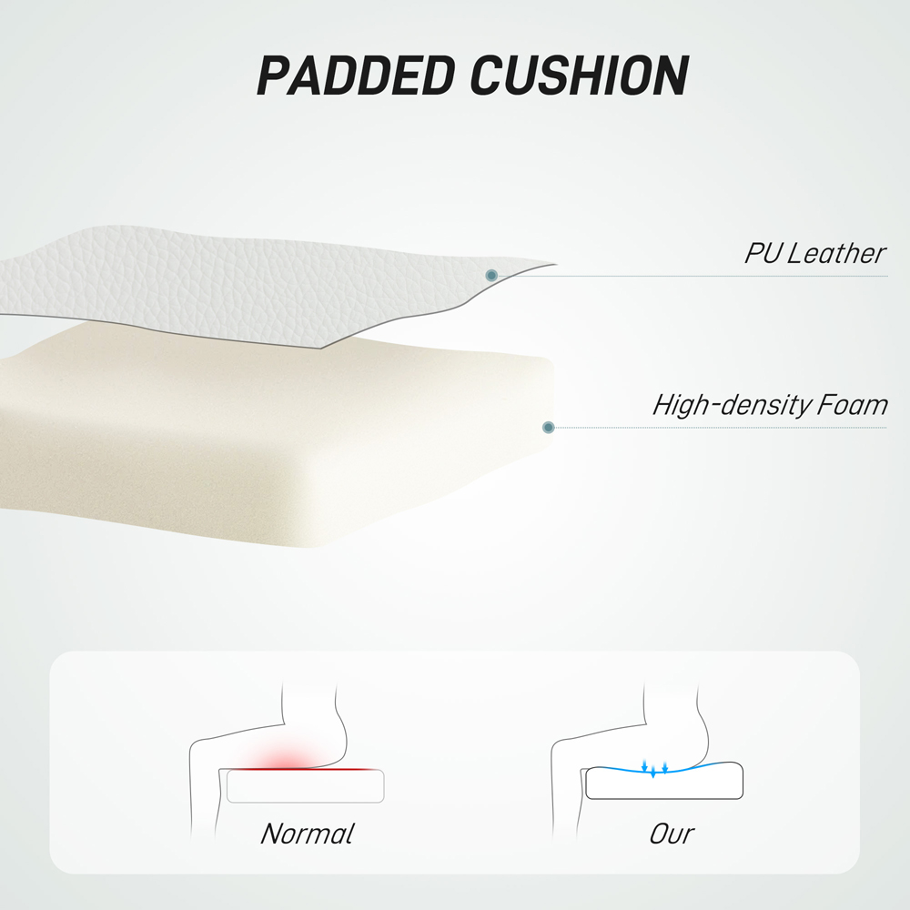 HOMCOM White Vanity Chair with Rolling Wheels Image 5