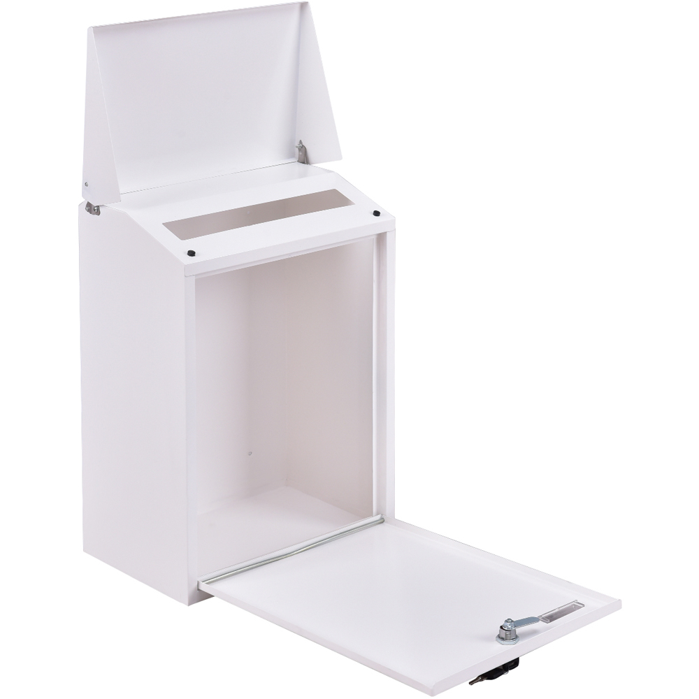 Costway White Wall Mounted Steel Lockable Letter Box Image 5