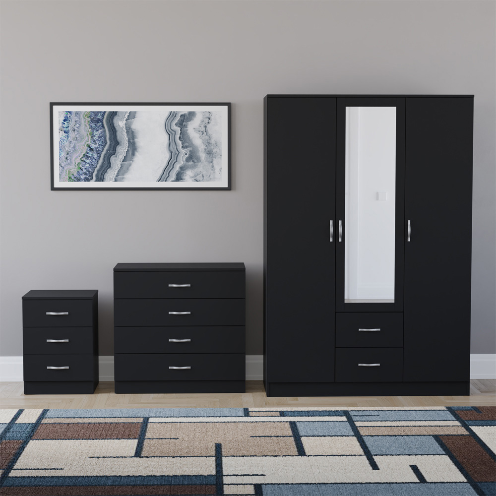 VIDA DESIGNS Riano Black 3 Piece Bedroom Furniture Set Image 2
