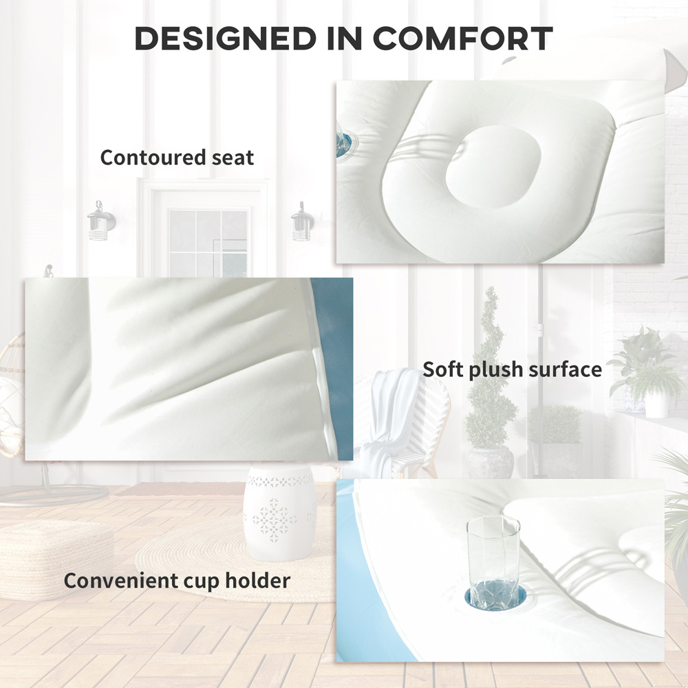 Outsunny White Inflatable Chair with Footstool Image 5