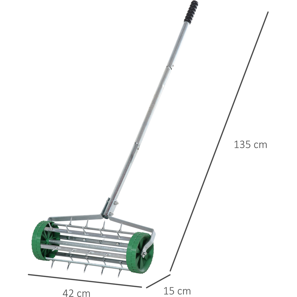 Outsunny Rolling Lawn Aerator with Adjustable Handle Image 8