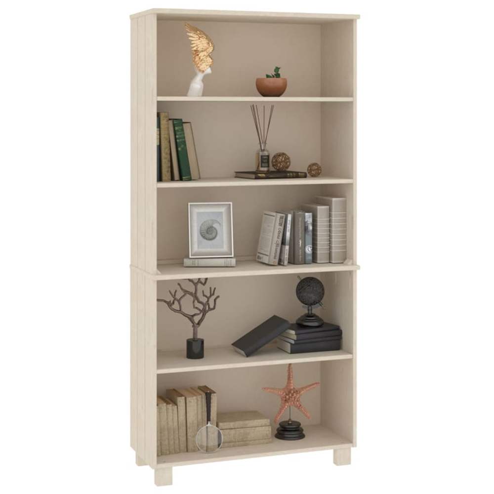 vidaXL 5 Shelf Honey Brown Solid Pine Wood Highboard Image 5