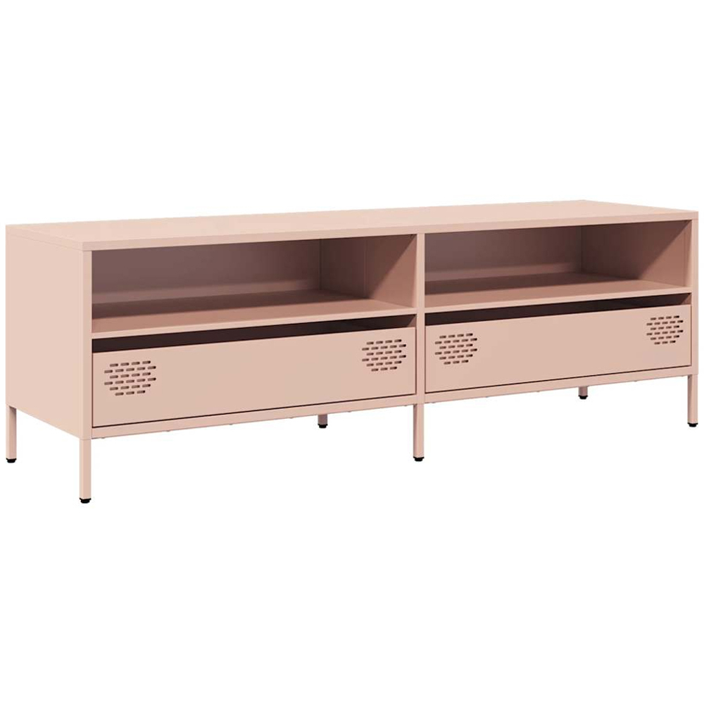 vidaXL 2 Drawer 2 Shelf Pink Steel Industrial Style TV Cabinet Image 2