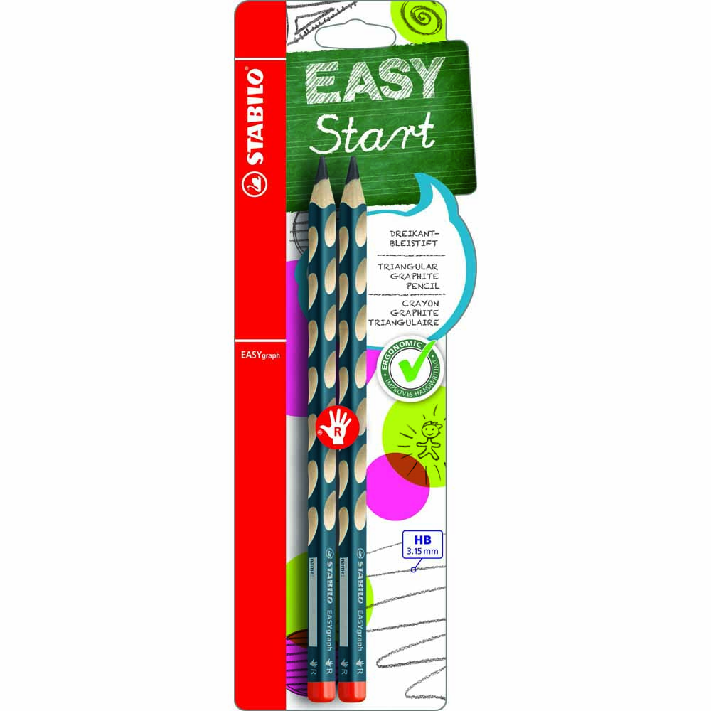 Stabilo Easygraph Right Handed Petrol HB Handwriting Pencil 2 Pack Image