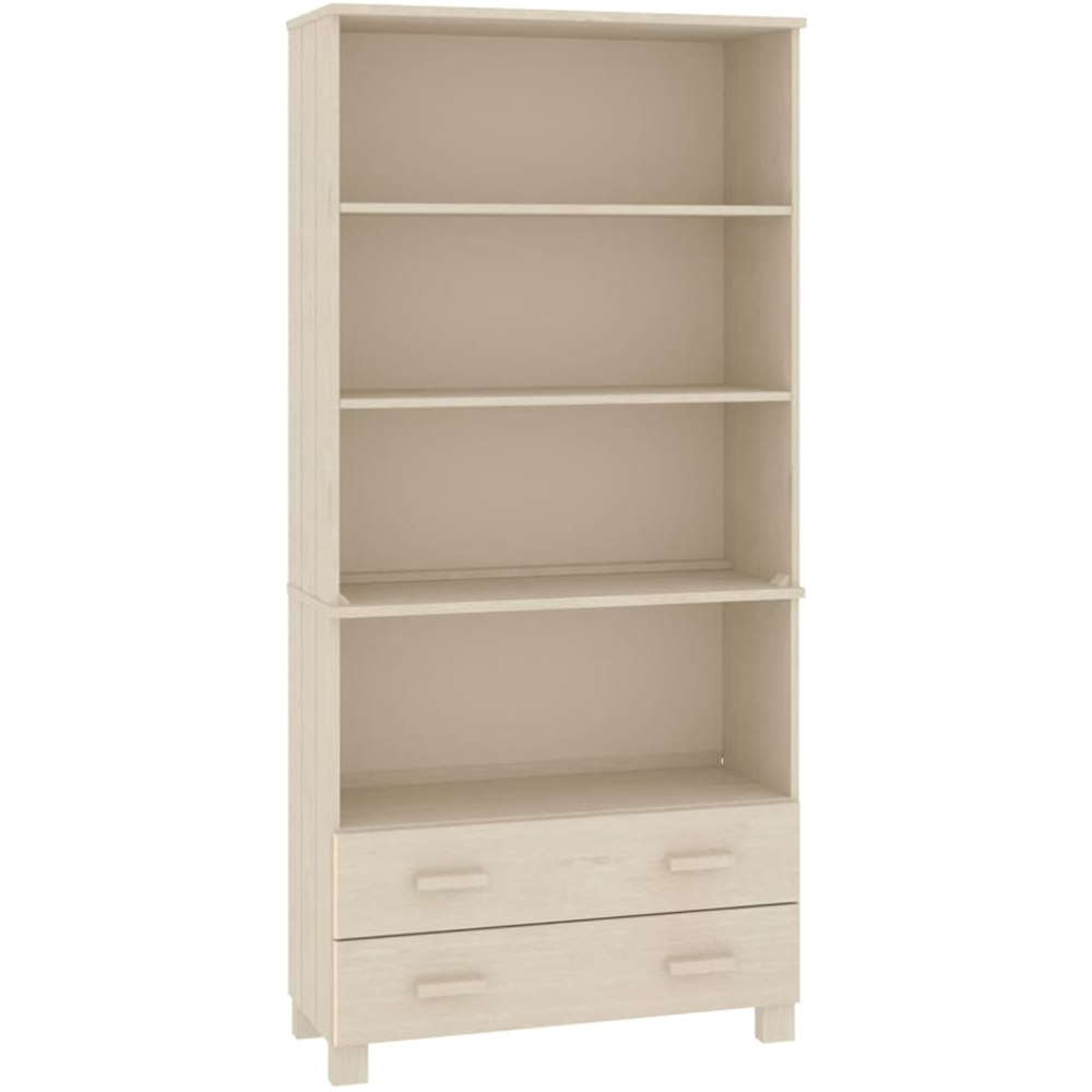 vidaXL 2 Drawer 4 Shelf Honey Brown Solid Pine Wood Highboard Image 2
