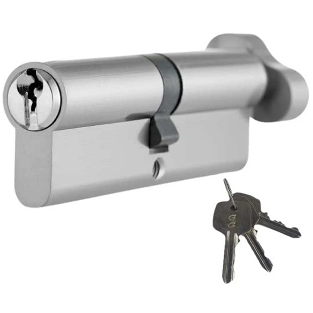 Golden Grace Chrome Thumb Turn Euro Cylinder Lock 60mm Image 1