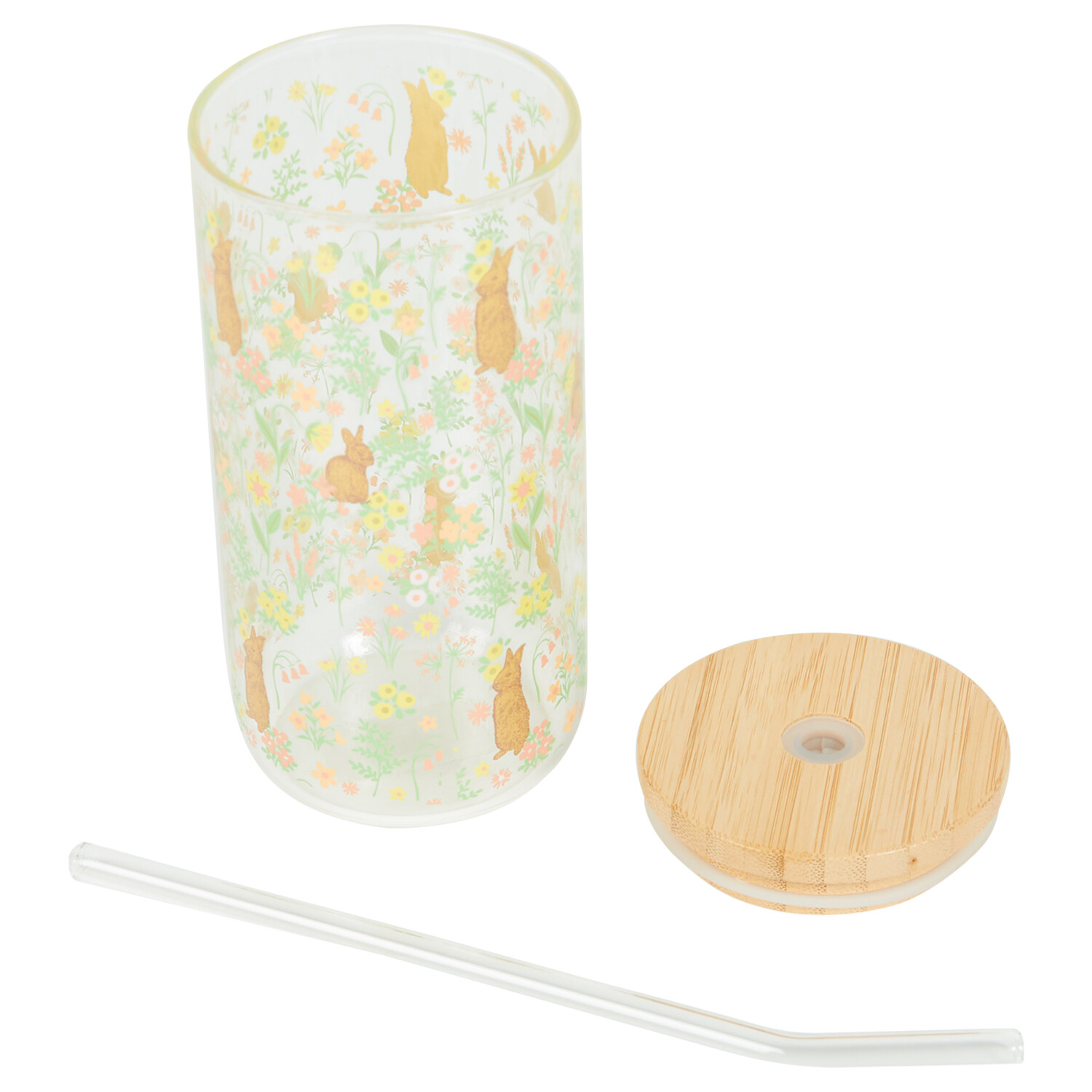 Bunny Glass Drinking Jar - Multicolour Image 4